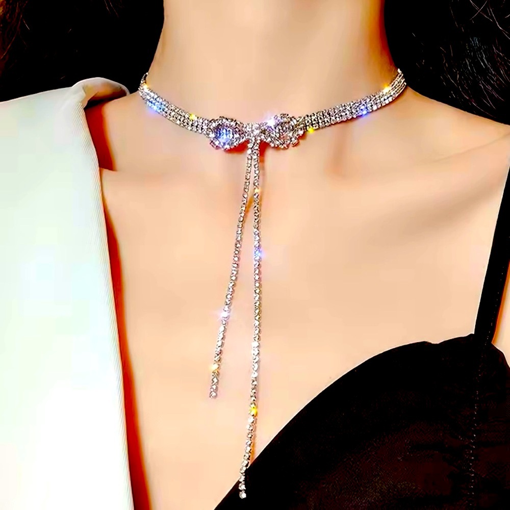 Glam Bow Bling Rhinestone Choker